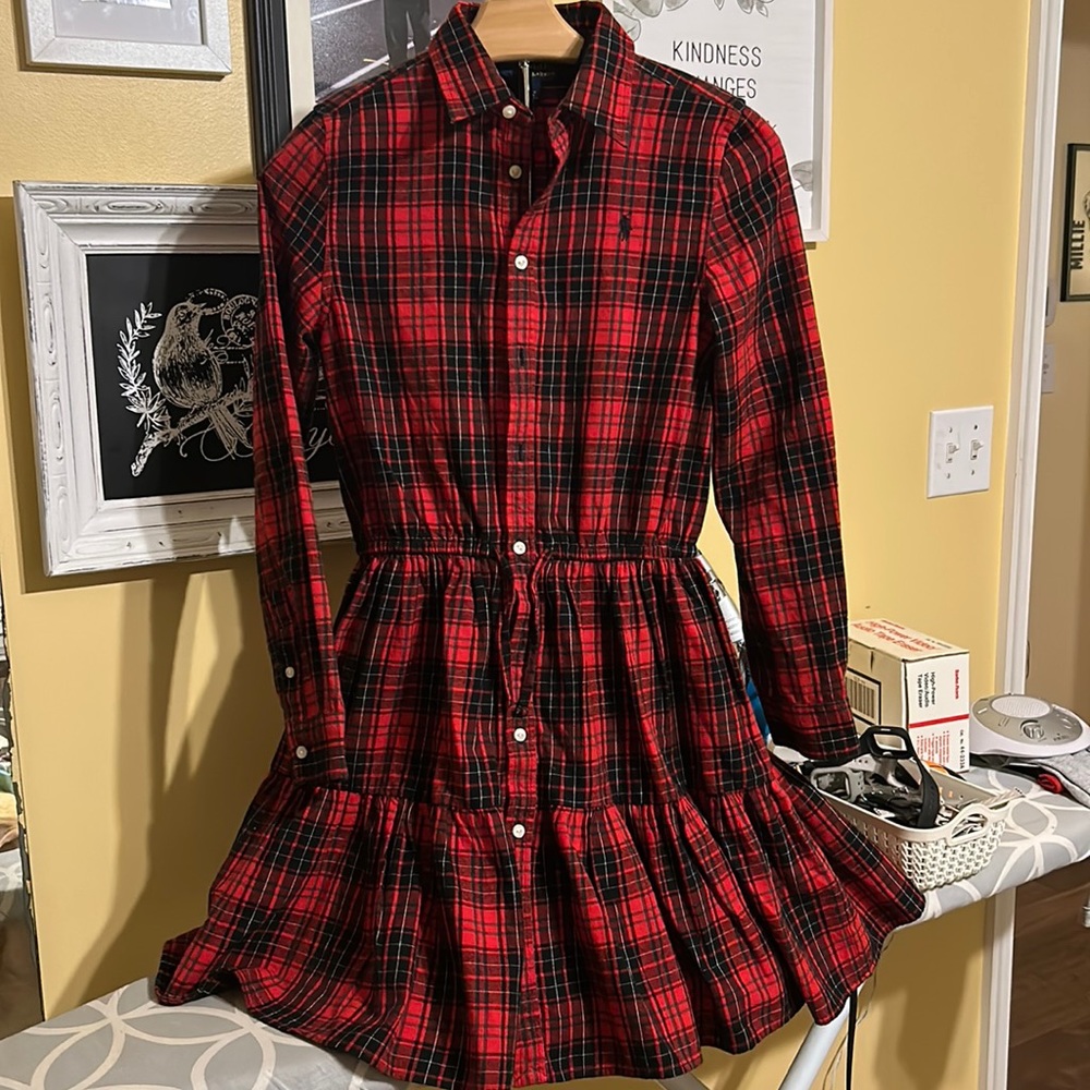 Ralph Lauren Black and Red Flannel Plaid Dress